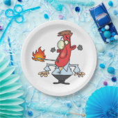 Assiettes En Carton Funny Red Face Man with Thermometer Fever (Fête)