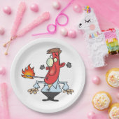 Assiettes En Carton Funny Red Face Man with Thermometer Fever (Fête)