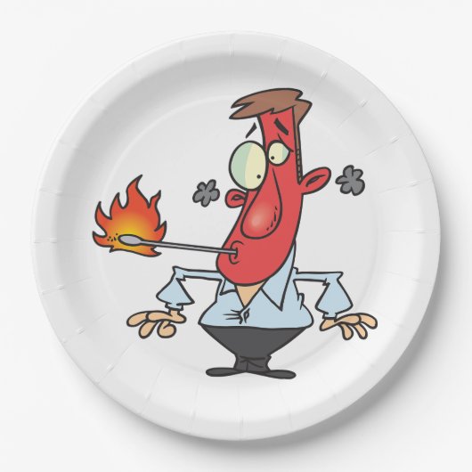 Assiettes En Carton Funny Red Face Man with Thermometer Fever (Devant)