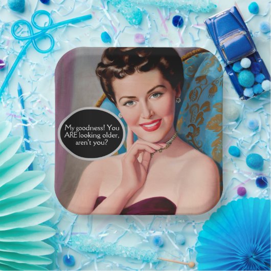 Assiettes En Carton Funny Retro Sarcastique femme Anniversaire (Fête)