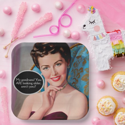 Assiettes En Carton Funny Retro Sarcastique femme Anniversaire (Fête)