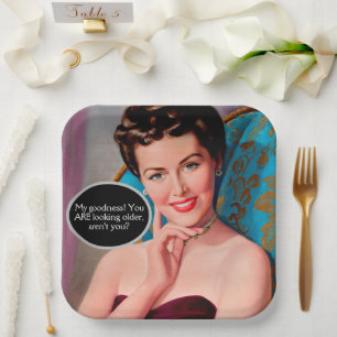 Assiettes En Carton Funny Retro Sarcastique femme Anniversaire
