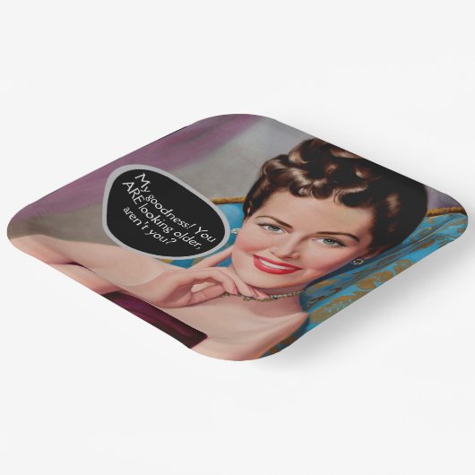 Assiettes En Carton Funny Retro Sarcastique femme Anniversaire (Angulaire)