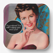 Assiettes En Carton Funny Retro Sarcastique femme Anniversaire (Recto)