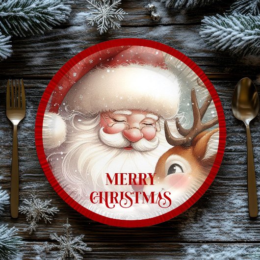 Assiettes En Carton Funny Rudolph Red Nose Cartoon Christmas Paper 