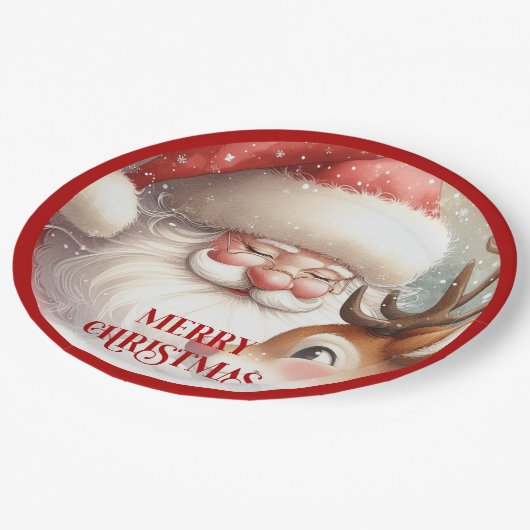 Assiettes En Carton Funny Rudolph Red Nose Cartoon Christmas Paper  (Angle)