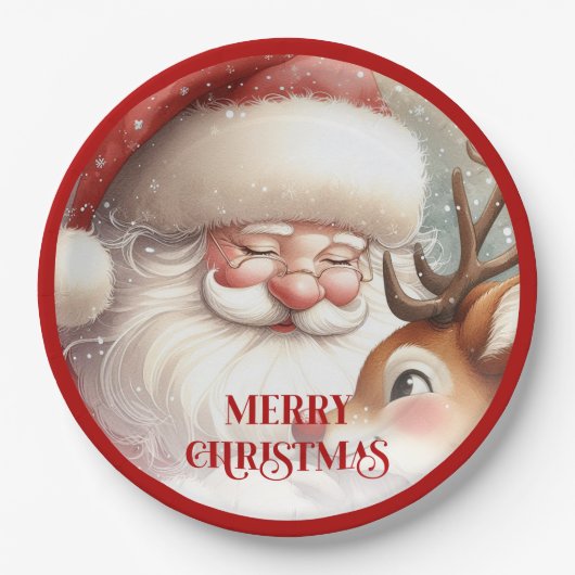 Assiettes En Carton Funny Rudolph Red Nose Cartoon Christmas Paper  (Devant)