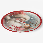 Assiettes En Carton Funny Santa and Red Nose Rudolph Party Plates (Angle)