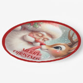 Assiettes En Carton Funny Santa and Rudolph Festive Holiday Plates (Angle)