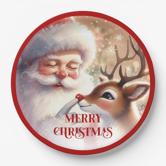 Assiettes En Carton Funny Santa Claus Cartoon Holiday Party Paper  (Devant)