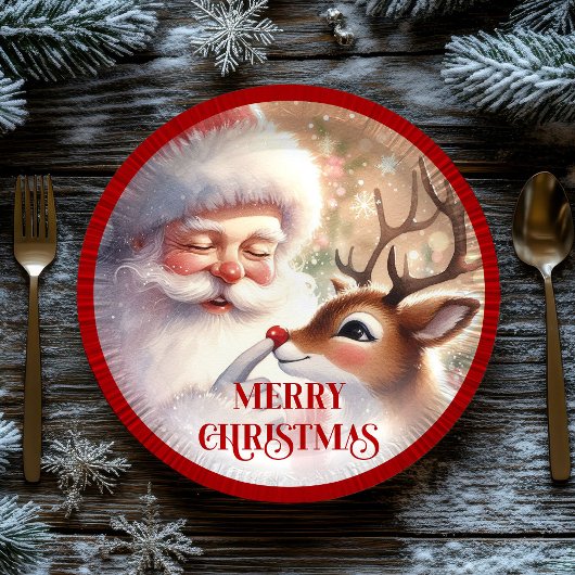 Assiettes En Carton Funny Santa Claus Cartoon Holiday Party Paper