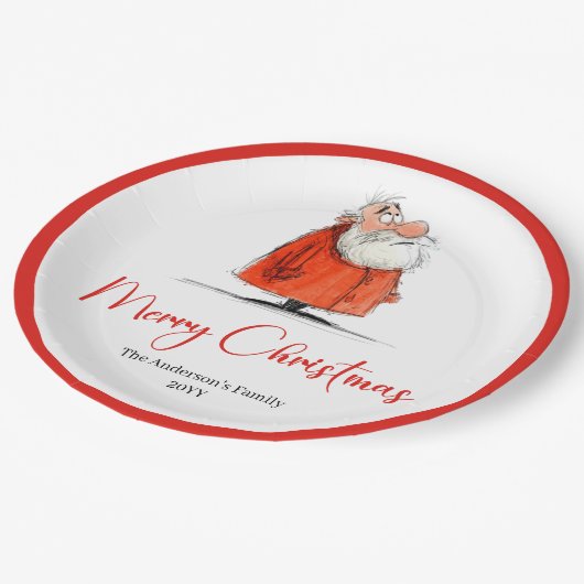 Assiettes En Carton Funny Santa Claus Holiday Festive Paper Plates (Angle)