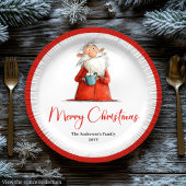 Assiettes En Carton Funny Santa Claus Minimalist Holiday Tableware