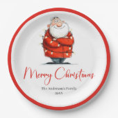 Assiettes En Carton Funny Santa Claus Red White Christmas Party Plates (Devant)