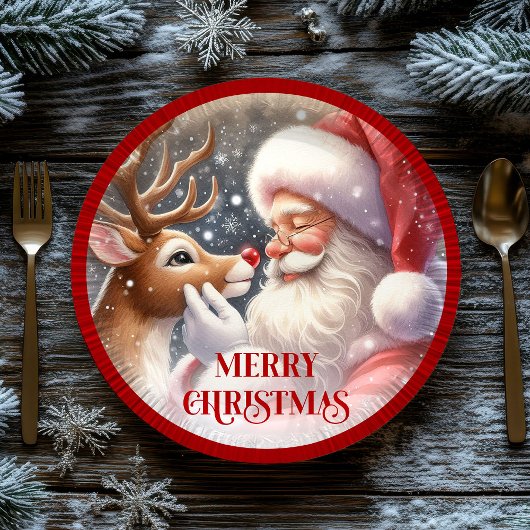 Assiettes En Carton Funny Santa Claus Rudolph Kids Christmas Decor