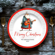 Funny Santa Claus Watercolor Christmas Plates