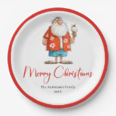 Assiettes En Carton Funny Santa Claus Watercolor Holiday Plates (Devant)