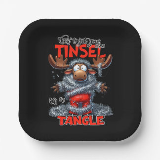 Assiettes En Carton Funny Sarcastic Christmas Moose Quote Black Party 