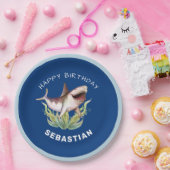 Assiettes En Carton Funny Shark Boys Blue Ocean Birthday Party (Fête)