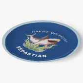 Assiettes En Carton Funny Shark Boys Blue Ocean Birthday Party (Angle)