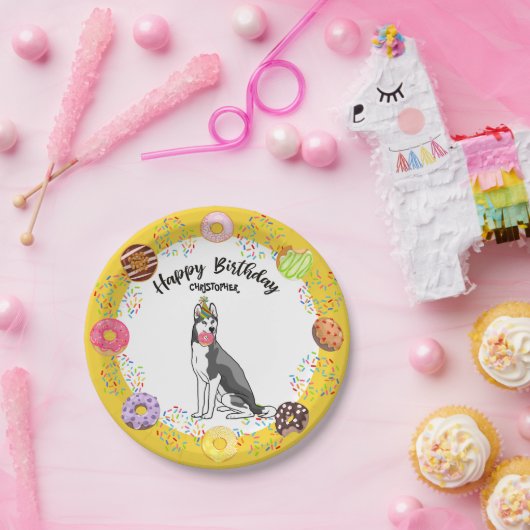 Assiettes En Carton Funny Siberian Husky Donuts fête d'anniversaire (Fête)