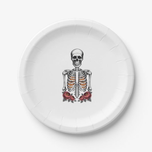 Assiettes En Carton Funny Skeleton Citrouille Fall (Devant)