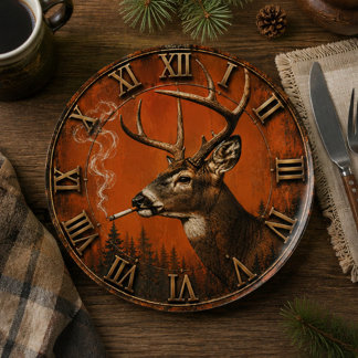 Assiettes En Carton Funny Smoking Deer Rustic Hunting Cabin