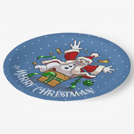 Assiettes En Carton Funny Snowman Merry Christmas Surprise Cartoon (Angle)