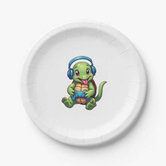 Assiettes En Carton Funny Turtle Gamer Gaming Turtles Video Game (1) (Devant)