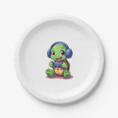 Assiettes En Carton Funny Turtle Gamer Gaming Turtles Video Game (2) (Devant)