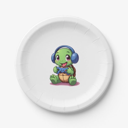 Assiettes En Carton Funny Turtle Gamer Gaming Turtles Video Game (2) (Devant)