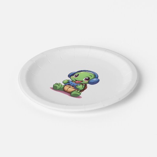Assiettes En Carton Funny Turtle Gamer Gaming Turtles Video Game (2) (Angle)