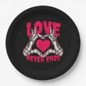 Assiettes En Carton Funny Valentines Day Skeleton Heart Mains (Devant)