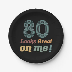 Assiettes En Carton Funny Vintage 80e anniversaire