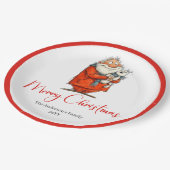 Assiettes En Carton Funny Watercolor Santa Personalized Party Plates (Angle)
