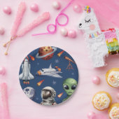 Assiettes En Carton Fusées moderne vaisseau spatial Planète Anniversai (Fête)