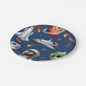 Assiettes En Carton Fusées moderne vaisseau spatial Planète Anniversai (Angle)