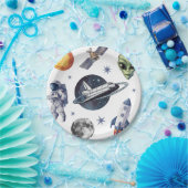 Assiettes En Carton Fusées moderne vaisseau spatial Planète Anniversai (Fête)