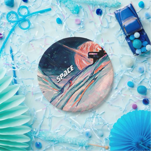 Assiettes En Carton Futur chez soi dans l'espace (Fête)