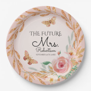 Assiettes En Carton Futur Mme Elegant Blush Floral Watercolor Bridal