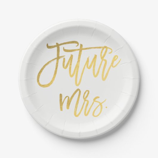 Assiettes En Carton Futur Mme Faux Gold Foil Fête des mariées moderne (Devant)