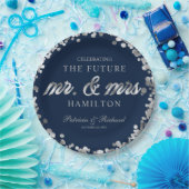 Assiettes En Carton Futur Monsieur et Madame Bleu Argenté Fête de fian (Fête)