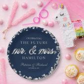 Assiettes En Carton Futur Monsieur et Madame Bleu Argenté Fête de fian (Fête)