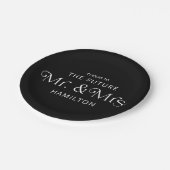 Assiettes En Carton Future Mr & Mrs Fête de Fiançailles Noir (Angle)