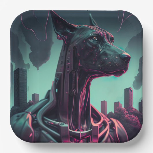 Assiettes En Carton Futuriste Grande Danse Le compagnon robotique (Recto)