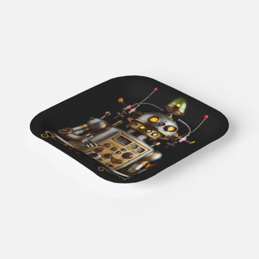 Assiettes En Carton Futuristic Robot Bartender "Shaken or Stirred" (Angulaire)