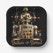 Assiettes En Carton Futuristic Robot Bartender "Shaken or Stirred" (Recto)