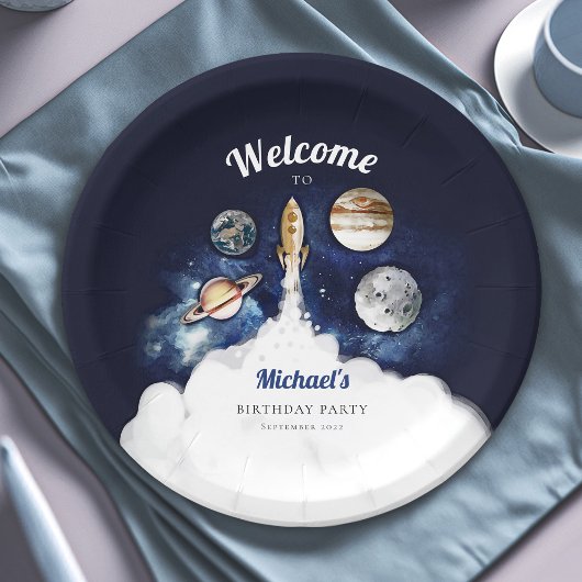 Assiettes En Carton Galaxie des planètes de fusées spatiales