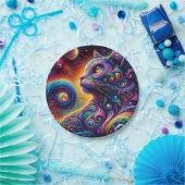 Assiettes En Carton Galaxie mystique spirale Chat arc-en-ciel (Fête)