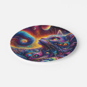 Assiettes En Carton Galaxie mystique spirale Chat arc-en-ciel (Angle)